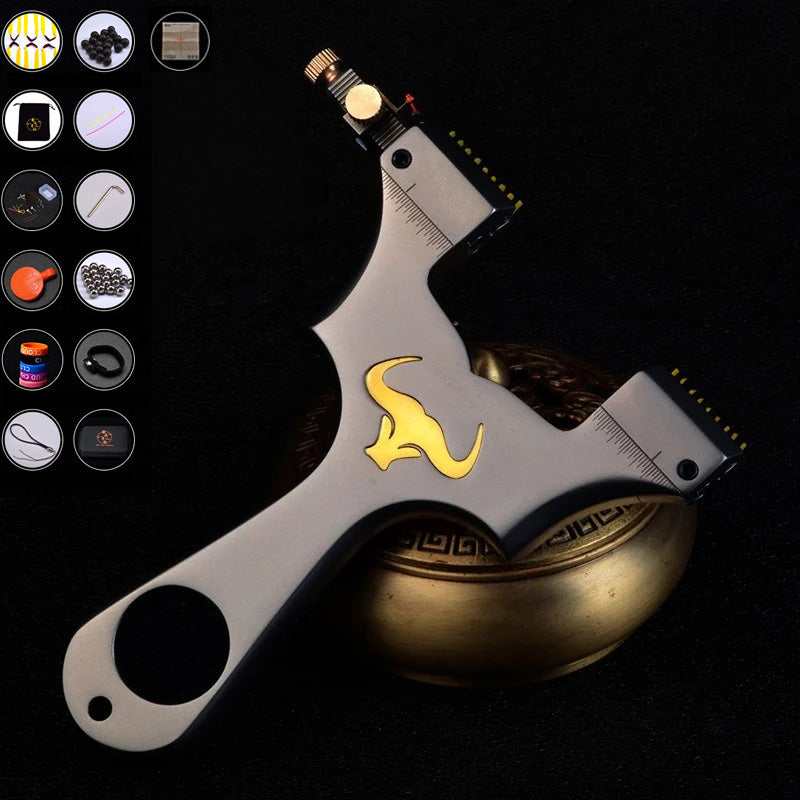 龍歯おうし座 スリングショット 可変式外弓門幅 パチンコ チタン合金 龍の歯型ゴム固定クリップ 発射装置 動物駆除器 害獣・害虫防除器 流線型アウトドア ターゲットゲーム 狩猟 練習用スリングショット アウトドア玩具セット クマ駆除ツール クマ防除用品