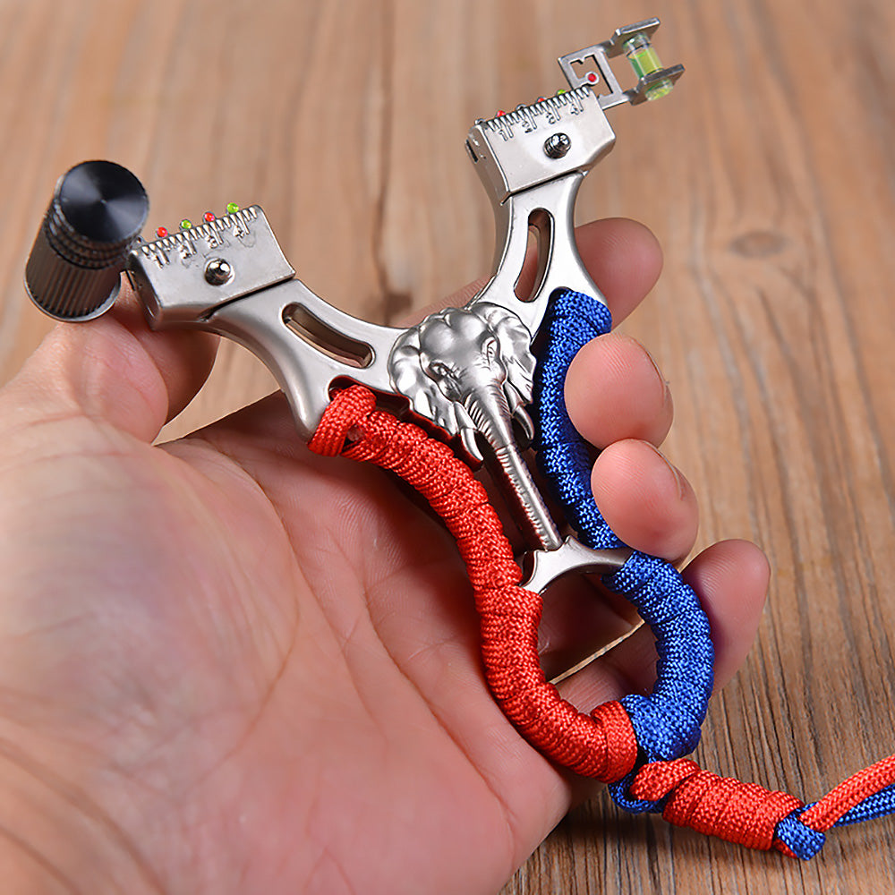 スリングショット パチンコ 動物撃退器 象のレリーフ 2色リボン束 合金の弓 手ブレ防止カバー おもちゃトレーニング アウトドア ターゲットゲーム 狩猟 練習用 パチンコ銃 アウトドア玩具 セット 害獣・害虫対策器 くまよけ道具 熊対策 グッズ
