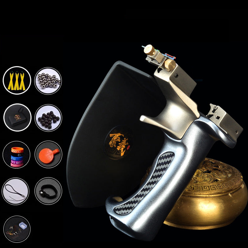 龍歯ターミネーター スリングショット ビー玉銃   龍の歯型ゴム固定クリップ 屋外玩具セット クマ駆除ツール クマ防除用品 害虫防除器 流線型 屋外 ターゲットゲーム 狩猟