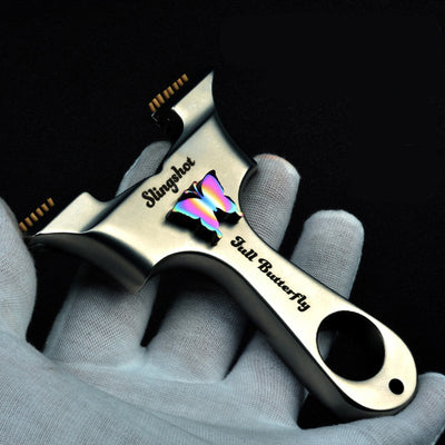 龍歯蝶 スリングショット ビー玉銃 蝶の模様 ステンレス製スリングショット 龍の歯型ゴム固定クリップ 動物駆除器 害獣・害虫防除器 流線型 屋外 ターゲットゲーム 狩猟 セット クマ駆除ツール クマ防除用品