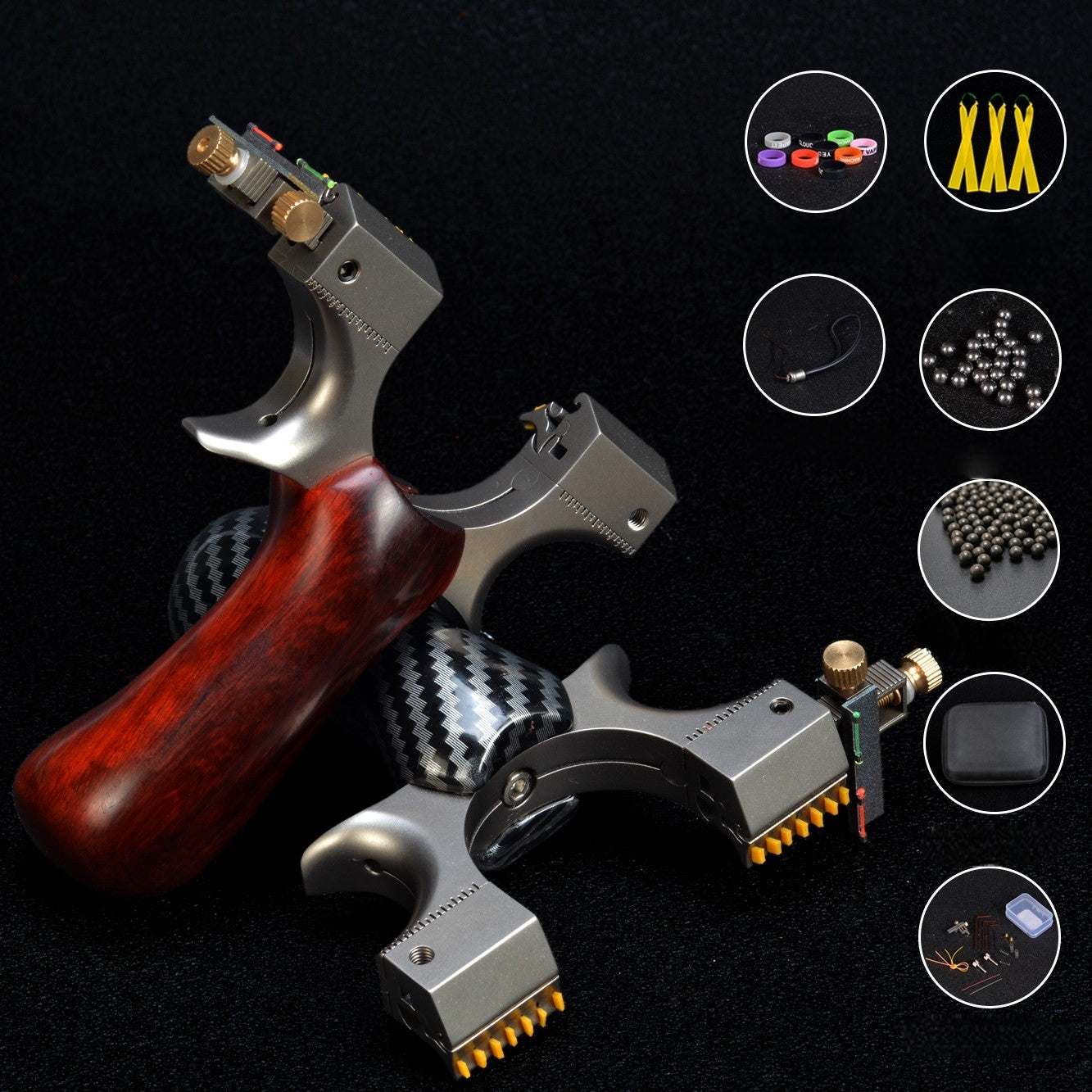 龍歯雀の踊り スリングショット 可変式外弓門幅  龍の歯型ゴム固定クリップ パチンコ チタン合金弓頭 動物駆除器 発射装置 害獣・害虫防除器 流線型アウトドア ターゲットゲーム 練習用スリングショット アウトドア玩具セット 狩猟