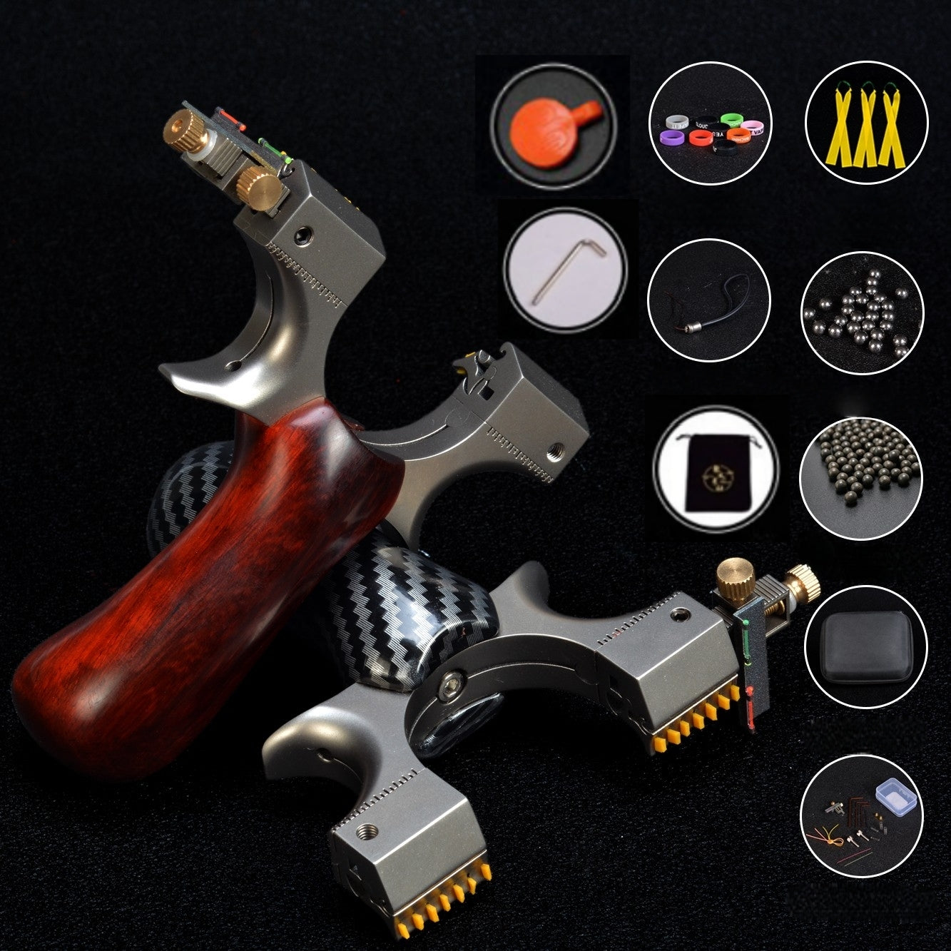 龍歯雀の踊り スリングショット 可変式外弓門幅  龍の歯型ゴム固定クリップ パチンコ チタン合金弓頭 動物駆除器 発射装置 害獣・害虫防除器 流線型アウトドア ターゲットゲーム 練習用スリングショット アウトドア玩具セット 狩猟