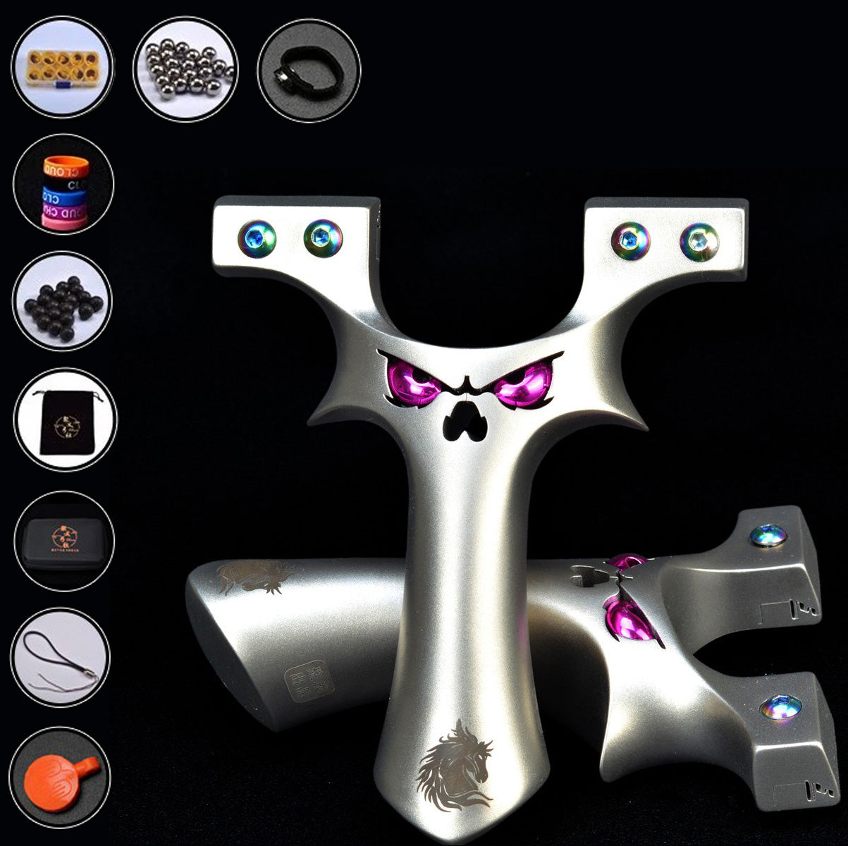 クリップ式デーモン・ヘビーガンナー スリングショット流線型 狩猟 ネジゴム固定クランプ