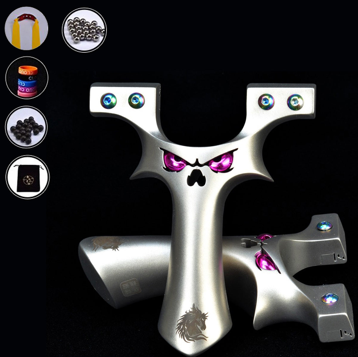 クリップ式デーモン・ヘビーガンナー スリングショット流線型 狩猟 ネジゴム固定クランプ